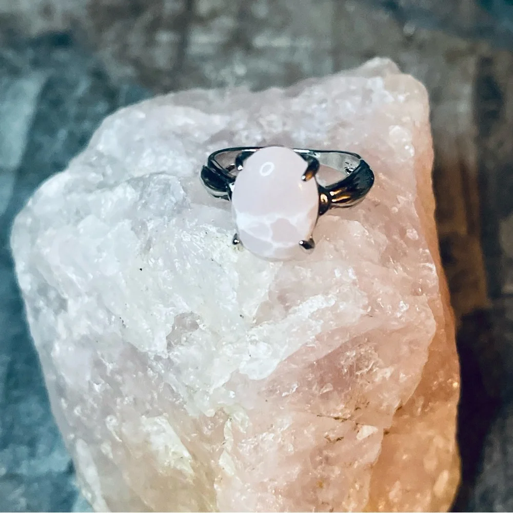 New Natural Rose Quartz Boho Sterling Silver Minimalist Arizona Artisan Ring